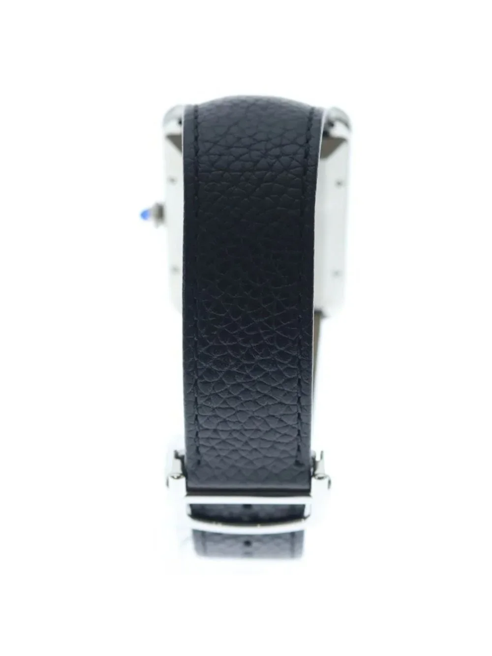 Cartier Tank Must XL Silver Dial Leather Automatic Winding Watch Black